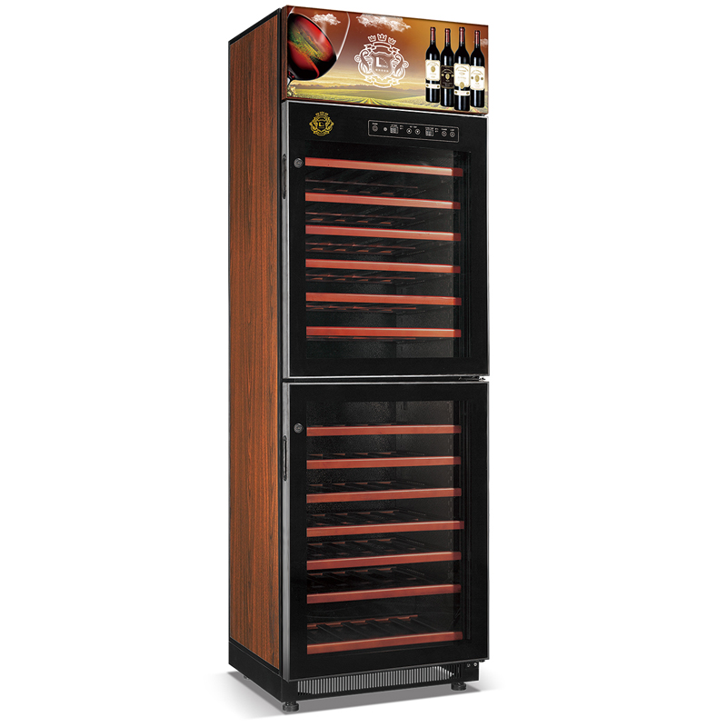 Hocheffizienter Weinkühler mit Kompressor der Crown-Serie, 2 Türen, 175 W / 360 W, direkte Kühlung, Weinkühler